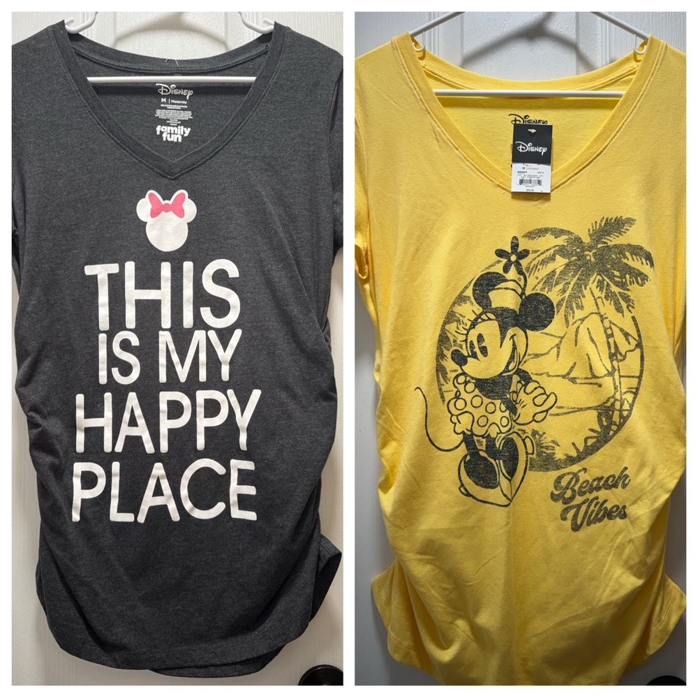 NEW! Pair of Disney Maternity Shirts, Size Medium. Featuring Minnie Mouse